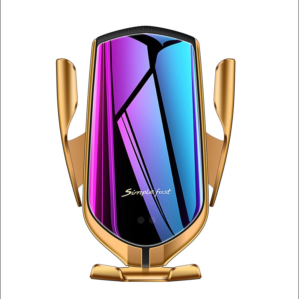 Car Phone Holder & Stand Auto Clamp Smart Infrare Sensor R3 Wireless Charger Charging For iPhone