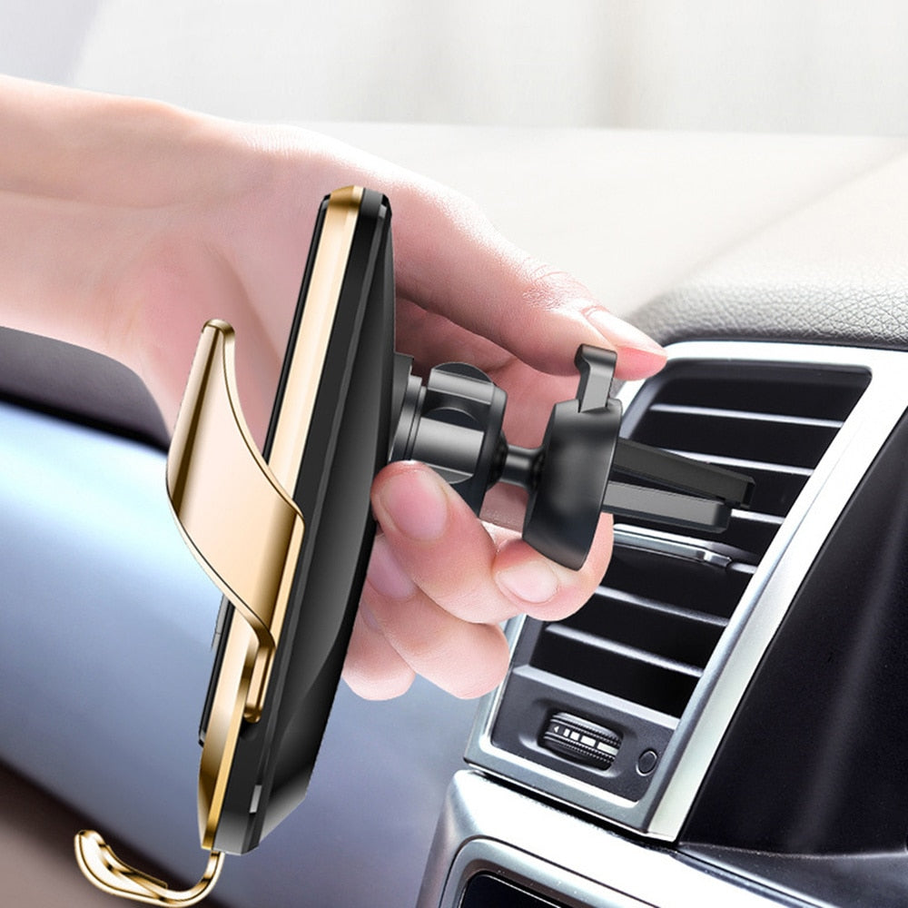 Car Phone Holder & Stand Auto Clamp Smart Infrare Sensor R3 Wireless Charger Charging For iPhone