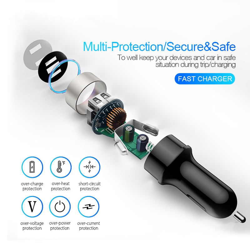 3.1A LED Display Dual USB Car Charger