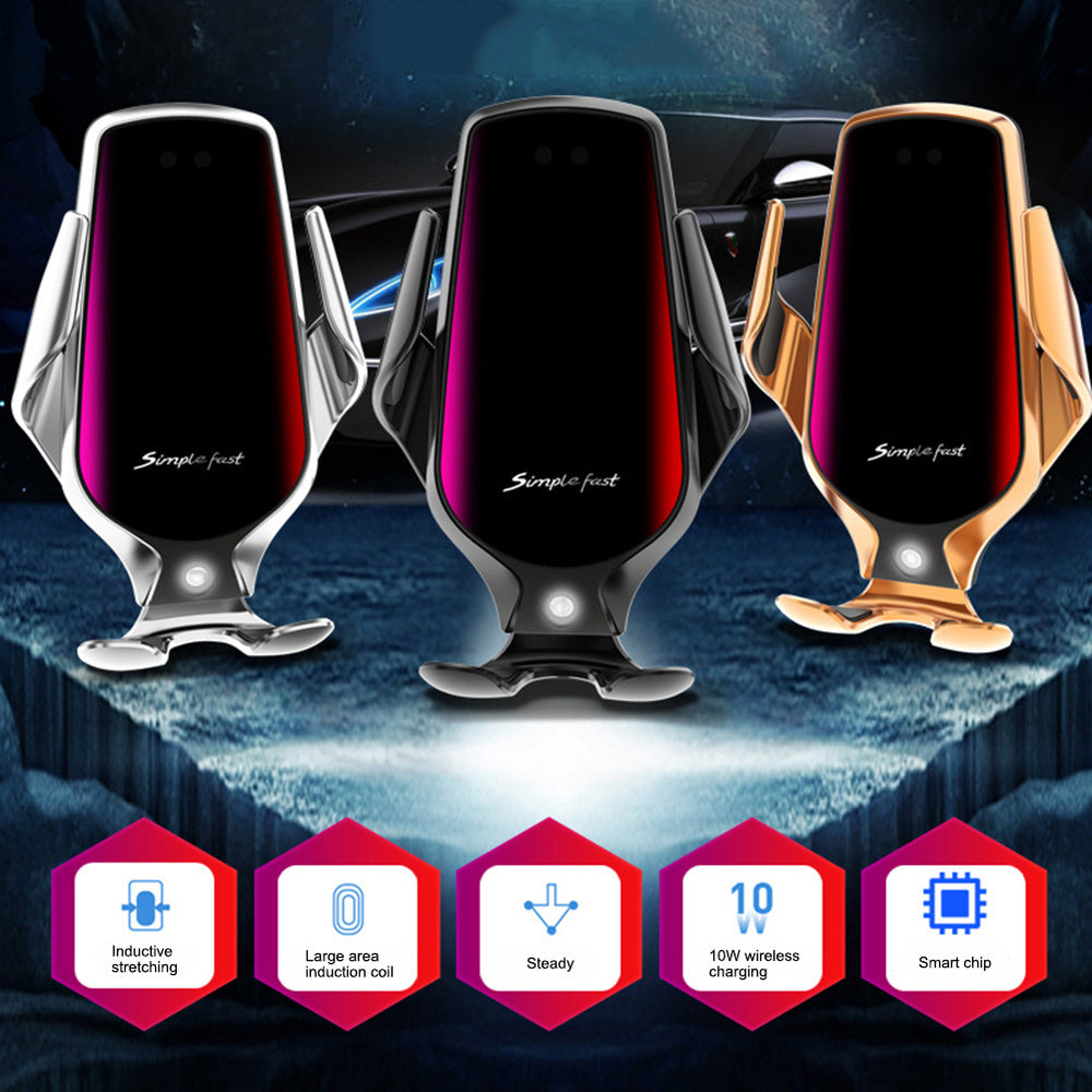 Car Phone Holder & Stand Auto Clamp Smart Infrare Sensor R3 Wireless Charger Charging For iPhone